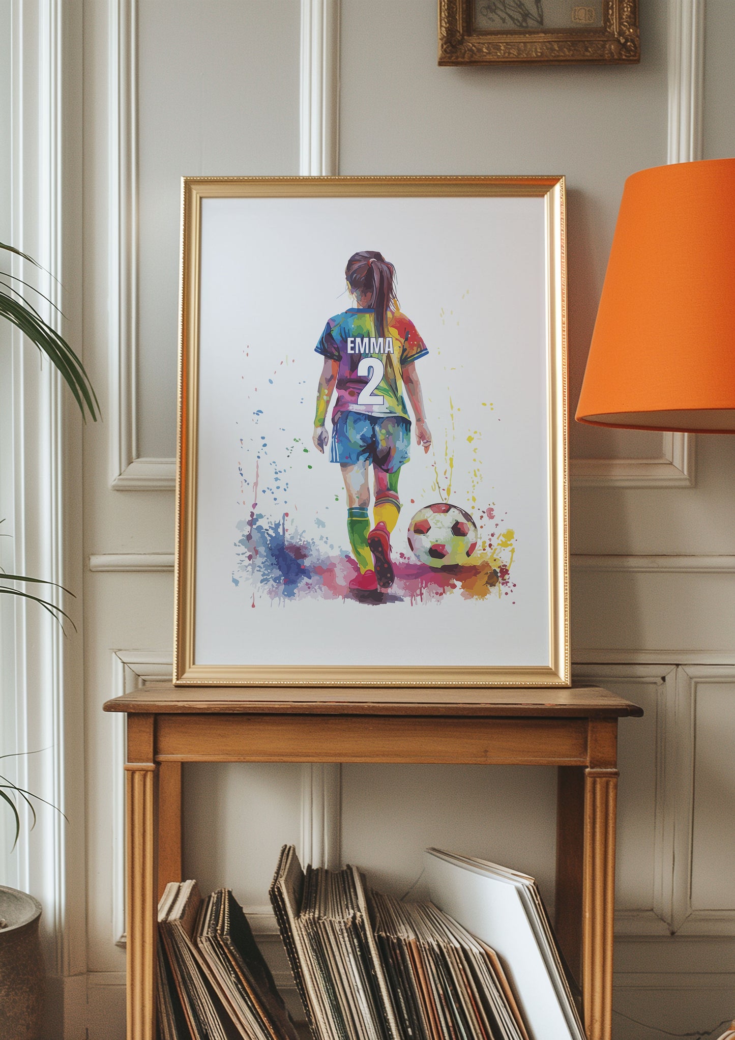 Personalised Football Wall Art Prints, Football Prints Girls Bedroom Decor, Kid Bedroom Football Decor, Football Shirt Name Print, Daughter