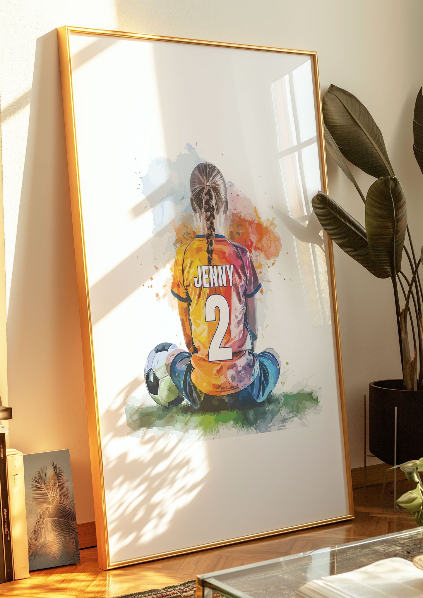 Girls Football Prints, Personalised Football Wall Art,Girls Bedroom Decor, Bedroom Football Decor, Football Shirt Name Print, Gift For Girl