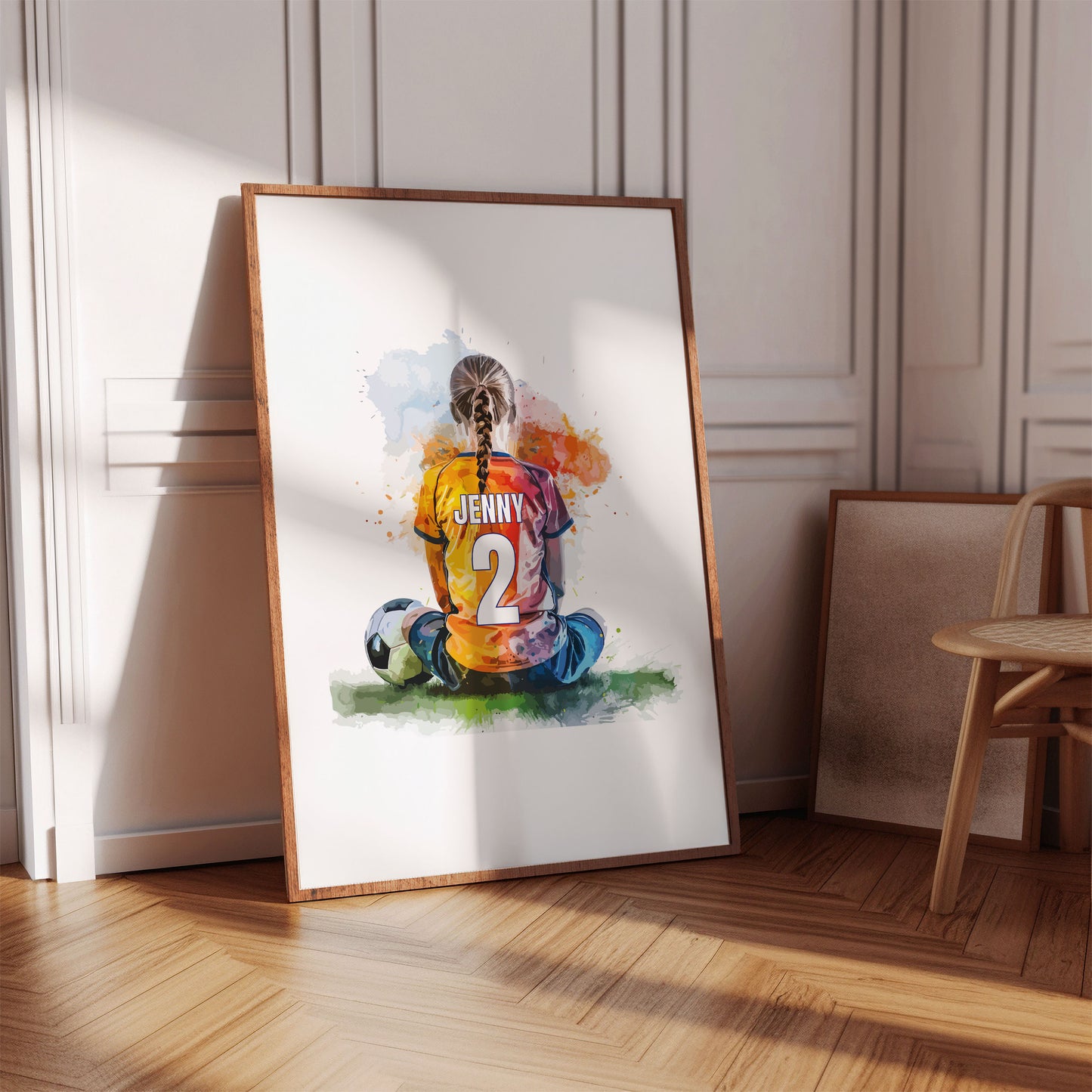 Girls Football Prints, Personalised Football Wall Art,Girls Bedroom Decor, Bedroom Football Decor, Football Shirt Name Print, Gift For Girl