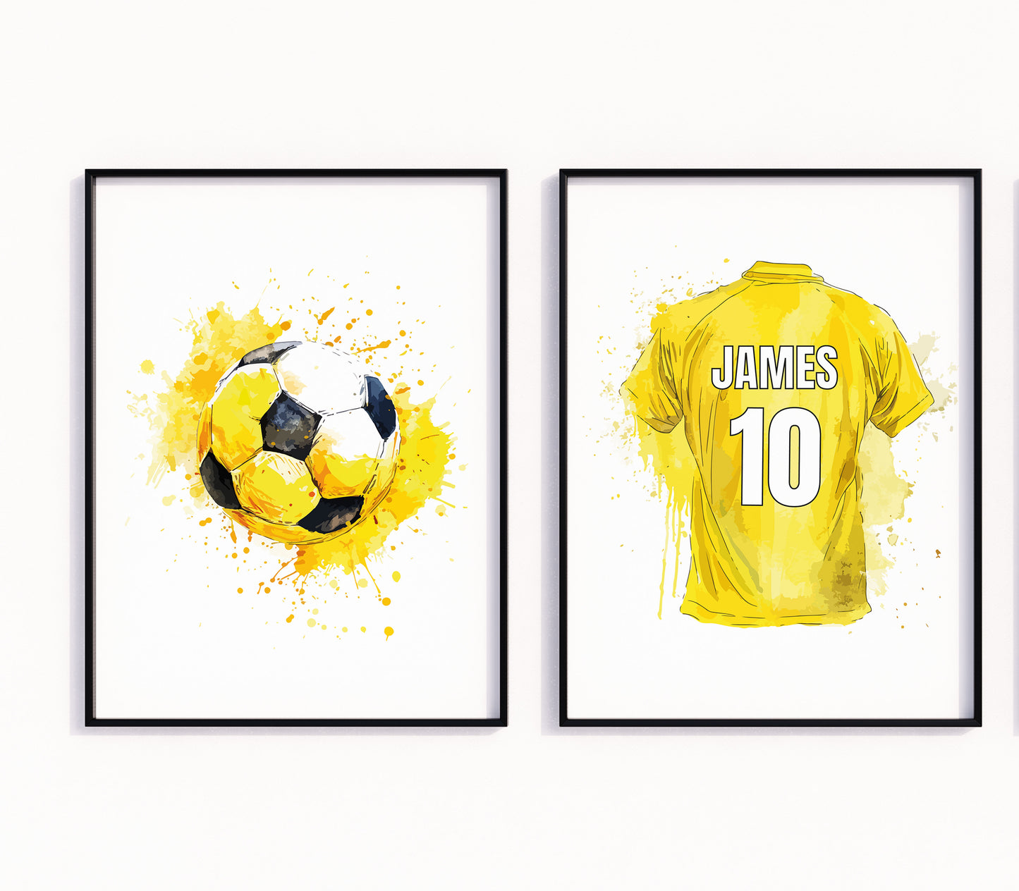 Football Prints, Boys Prints, Boys Bedroom Prints Boys Room Decor, Personalised Football Prints, Yellow Football Prints, Soccer Print Decor