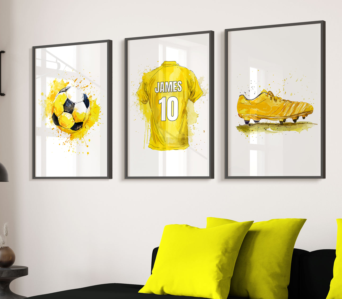 Football Prints, Boys Prints, Boys Bedroom Prints Boys Room Decor, Personalised Football Prints, Yellow Football Prints, Soccer Print Decor