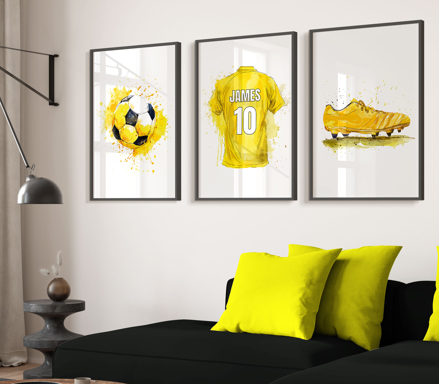 Football Prints, Boys Prints, Boys Bedroom Prints Boys Room Decor, Personalised Football Prints, Yellow Football Prints, Soccer Print Decor
