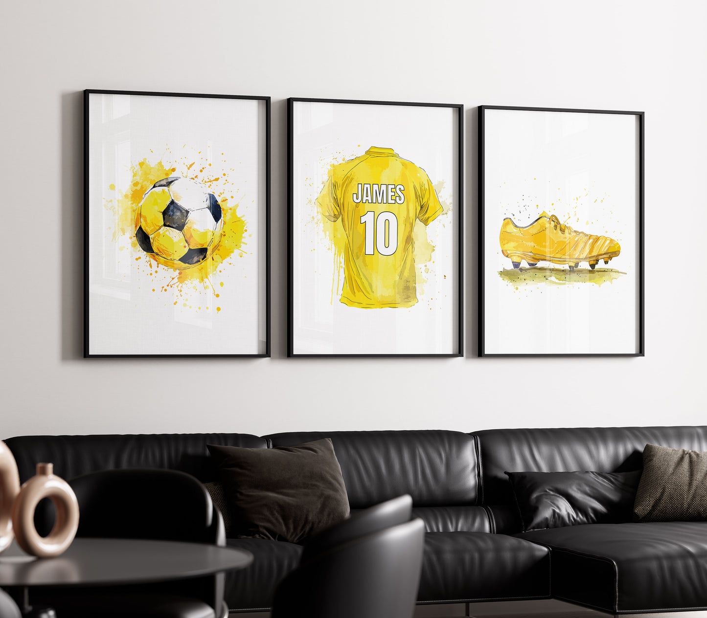 Football Prints, Boys Prints, Boys Bedroom Prints Boys Room Decor, Personalised Football Prints, Yellow Football Prints, Soccer Print Decor
