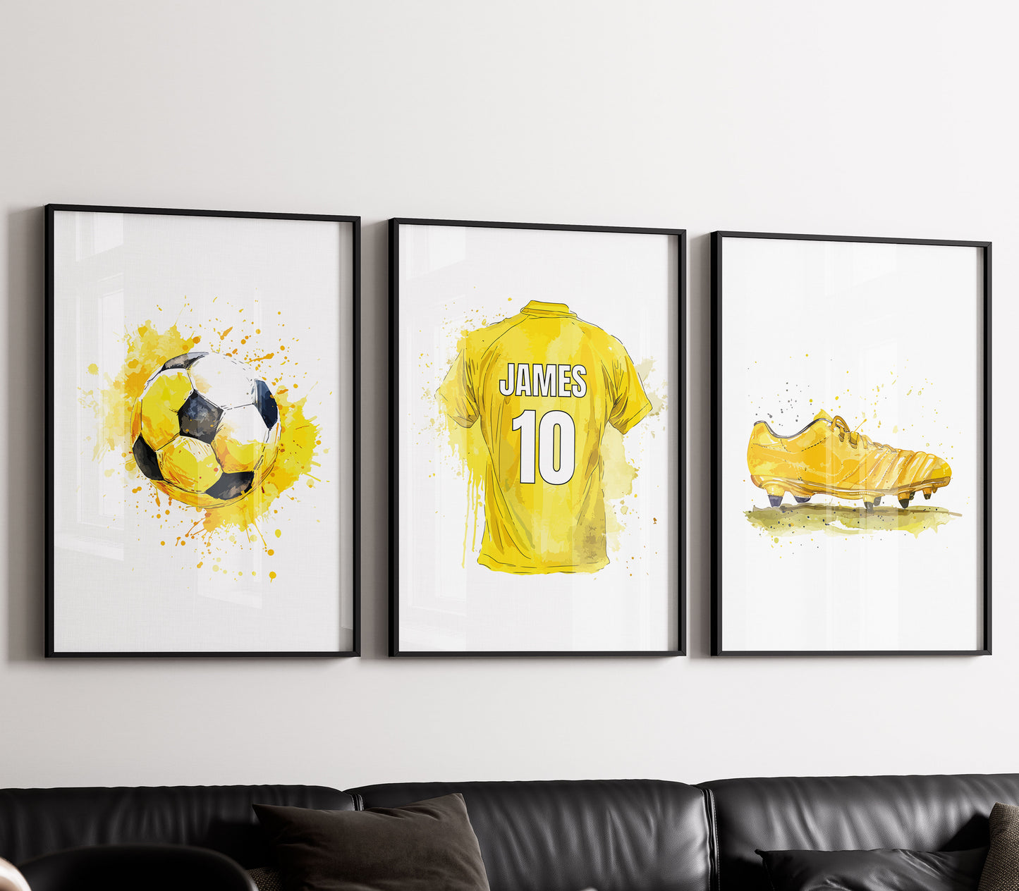 Football Prints, Boys Prints, Boys Bedroom Prints Boys Room Decor, Personalised Football Prints, Yellow Football Prints, Soccer Print Decor