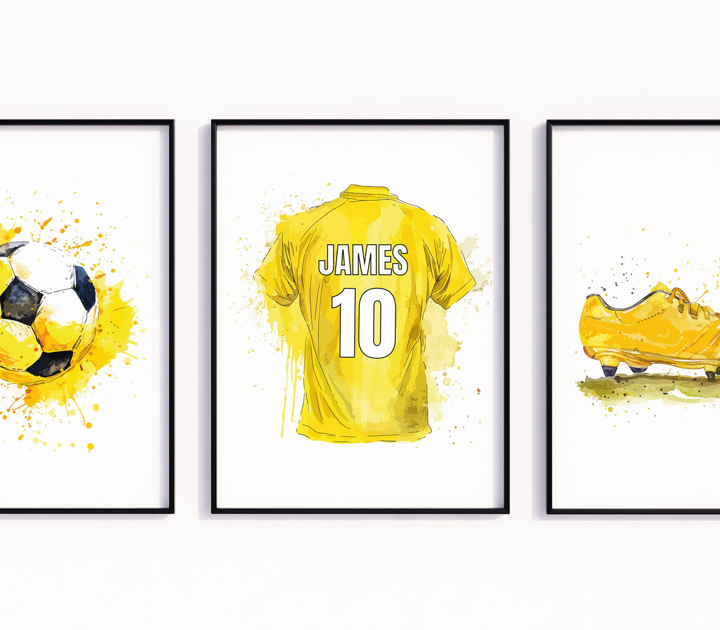 Football Prints, Boys Prints, Boys Bedroom Prints Boys Room Decor, Personalised Football Prints, Yellow Football Prints, Soccer Print Decor