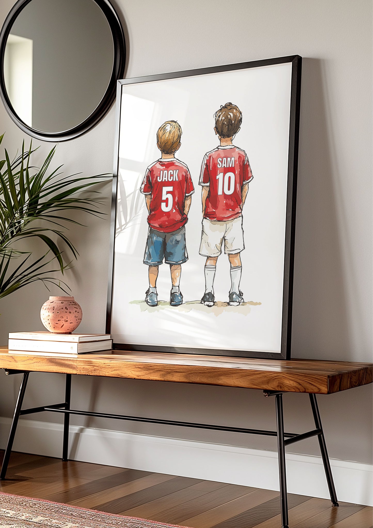 Personalised Football Print With Two Boys