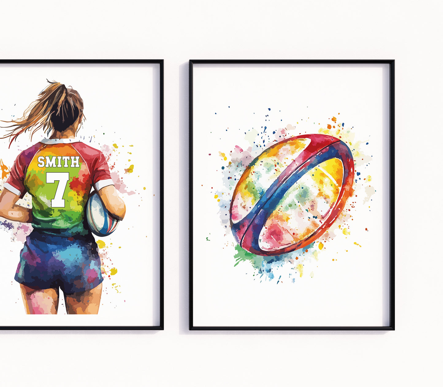 Personalised Girls Rugby Print, Female Rugby Player, Rugby Gifts for Girls, Rugby Gift, Rugby Wall Art, Girls Bedroom Prints, Rugby Print