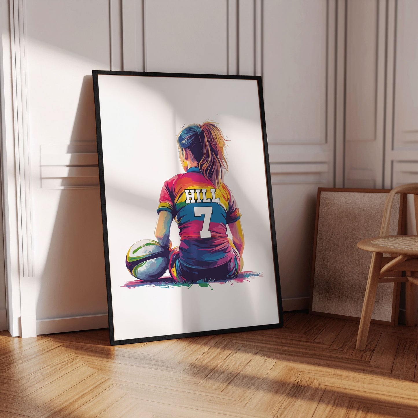 Personalised Girls Rugby Print