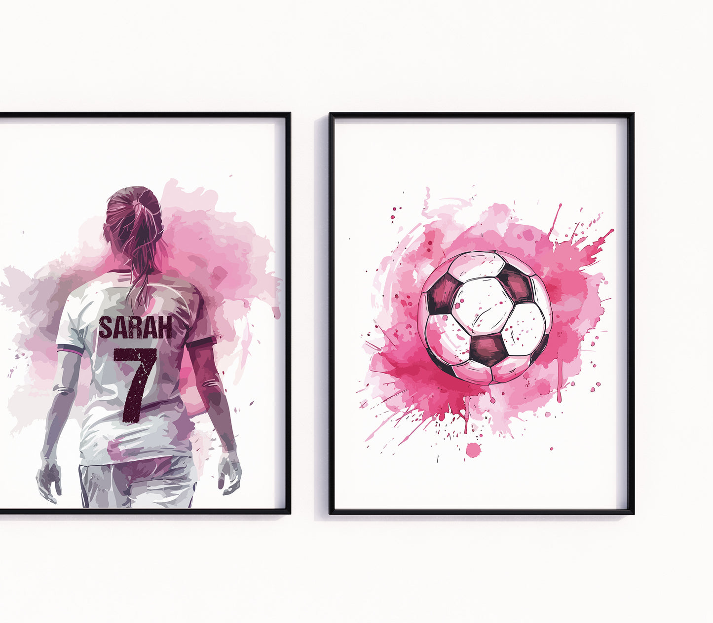Personalised Football Prints For Girls Bedroom, Football Wall Art, Custom Football Prints, Girls Bedroom Wall Art, Gift For Girls Daughter