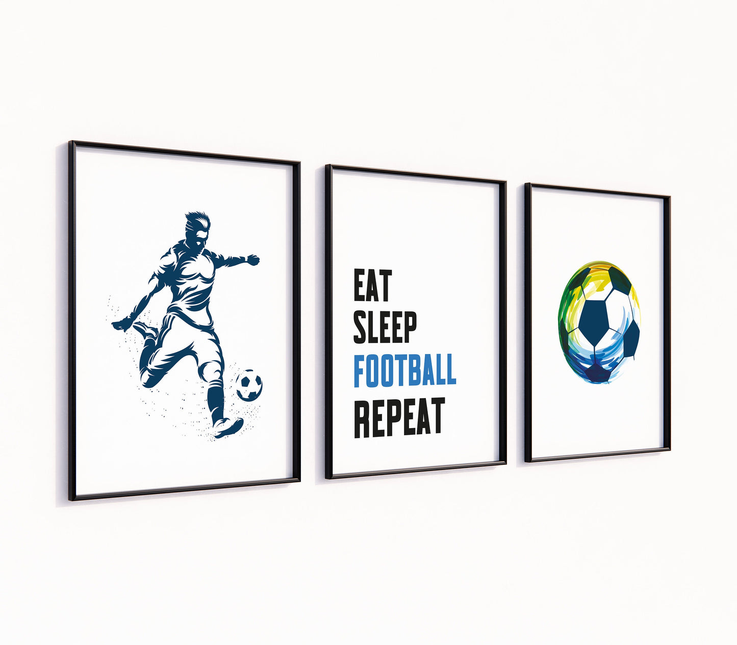 Soccer Prints for Boys, Set of 3 Prints, Boy Soccer Player Print, Football Print, Football Room Decor, Boys Bedroom Print, Gift For Son