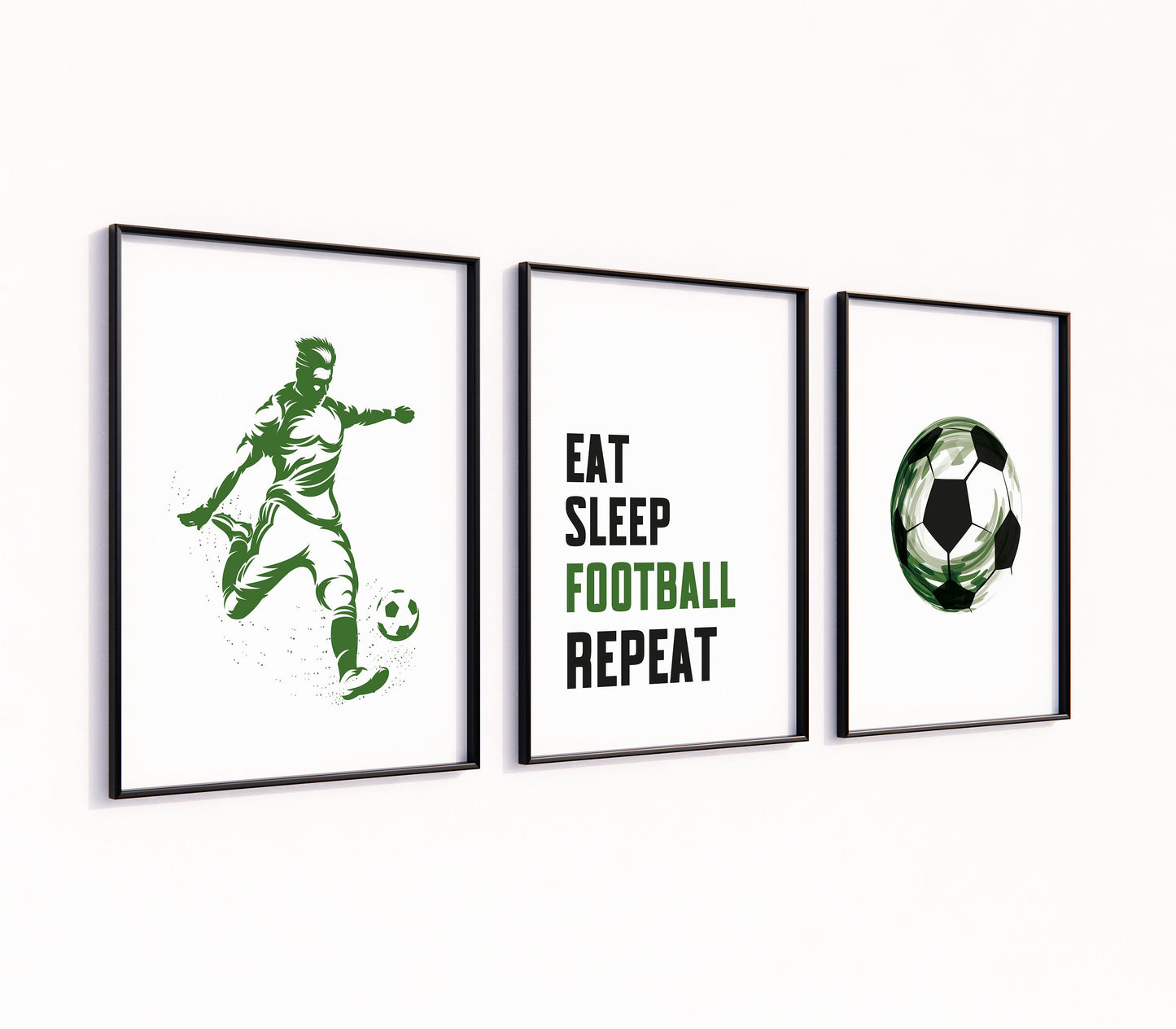 Soccer Prints for Boys, Set of 3 Prints, Boy Soccer Player Print, Football Print, Football Room Decor, Boys Bedroom Print, Gift For Son