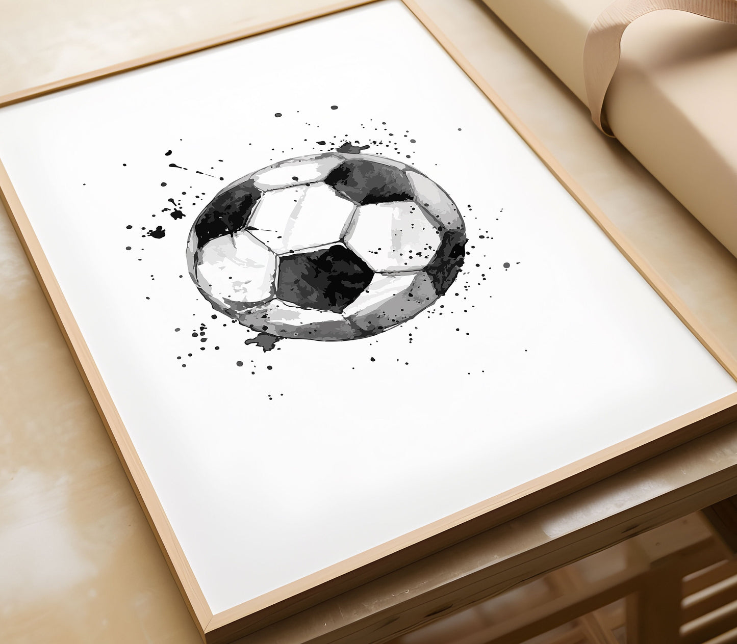 Set of 3 Football Wall Art Prints, Abstract Football Wall Art, Football Gifts, Black Boys Bedroom Decor, Blue Football Prints, Teen Bedroom