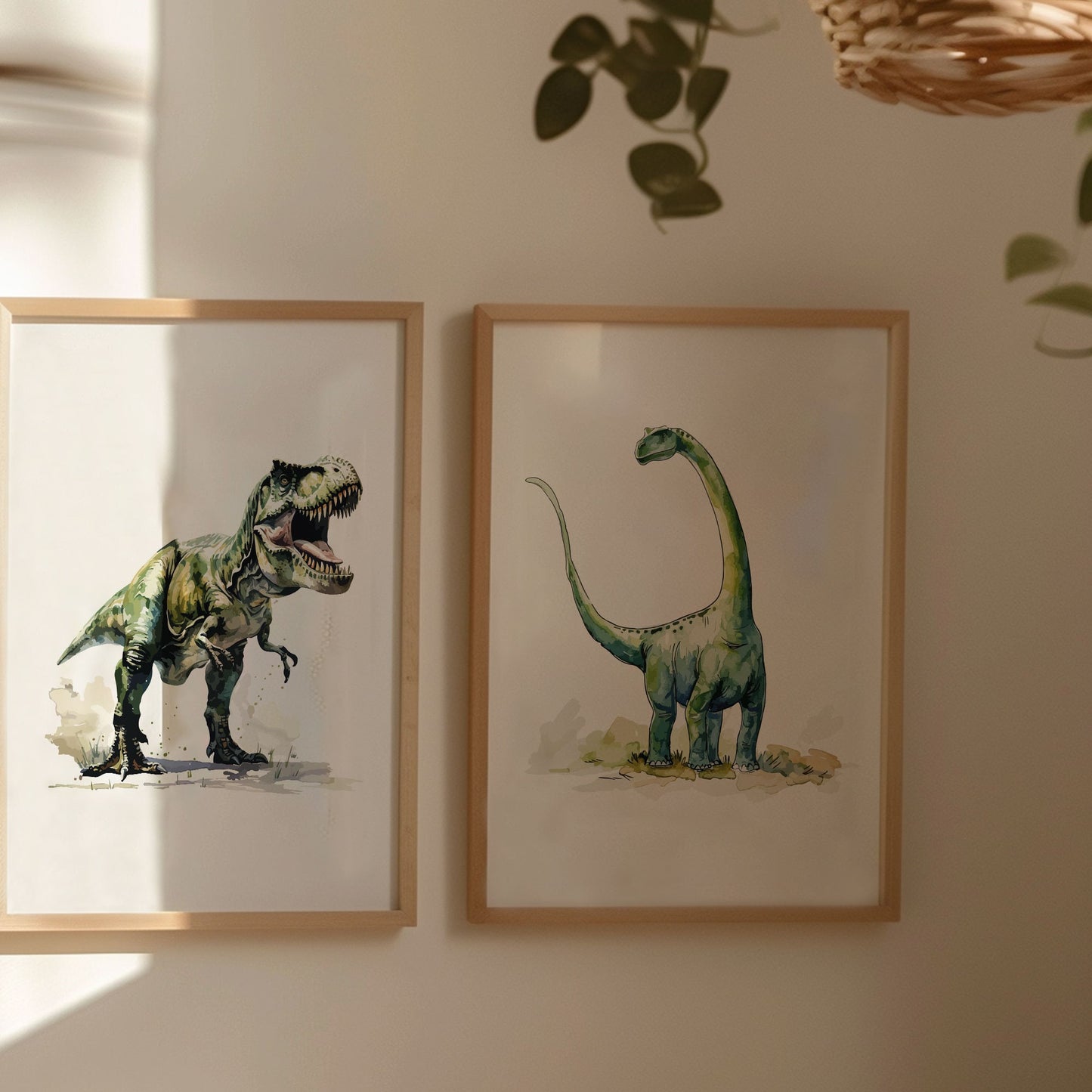 Set of 3 Watercolour Dinosaur Posters