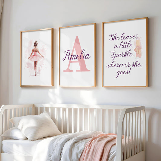 Personalised Ballet Girl Nursery Prints