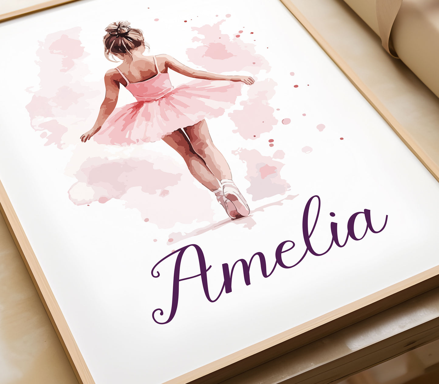 Personalised Ballet Girl Nursery Prints, Ballerina Prints, Boho Decor, Girl Wall Art with Custom Name & Initial, Ballerina Poster, Daughter