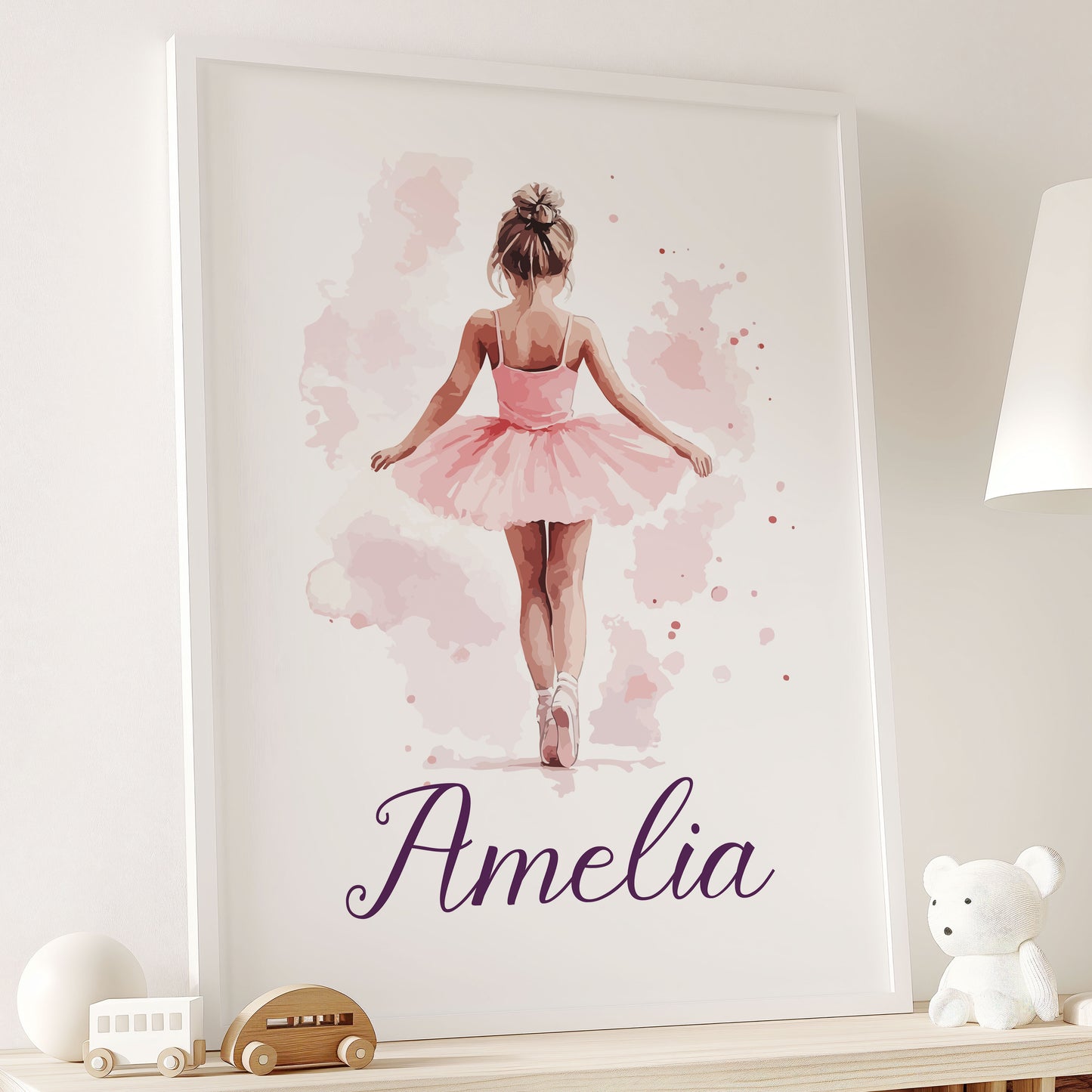 Personalised Ballet Girl Nursery Prints, Ballerina Prints, Boho Decor, Girl Wall Art with Custom Name & Initial, Ballerina Poster, Daughter