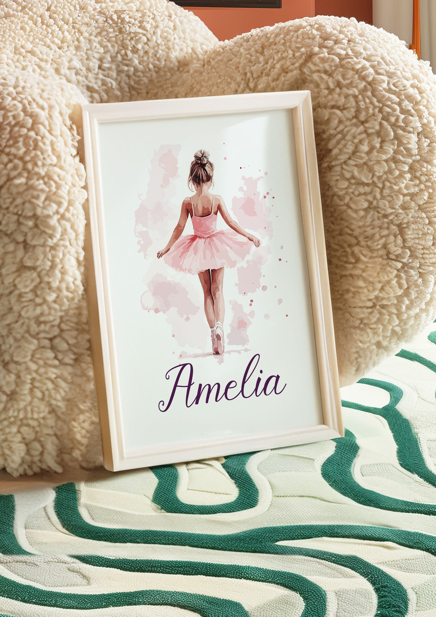 Personalised Ballet Girl Nursery Prints, Ballerina Prints, Boho Decor, Girl Wall Art with Custom Name & Initial, Ballerina Poster, Daughter