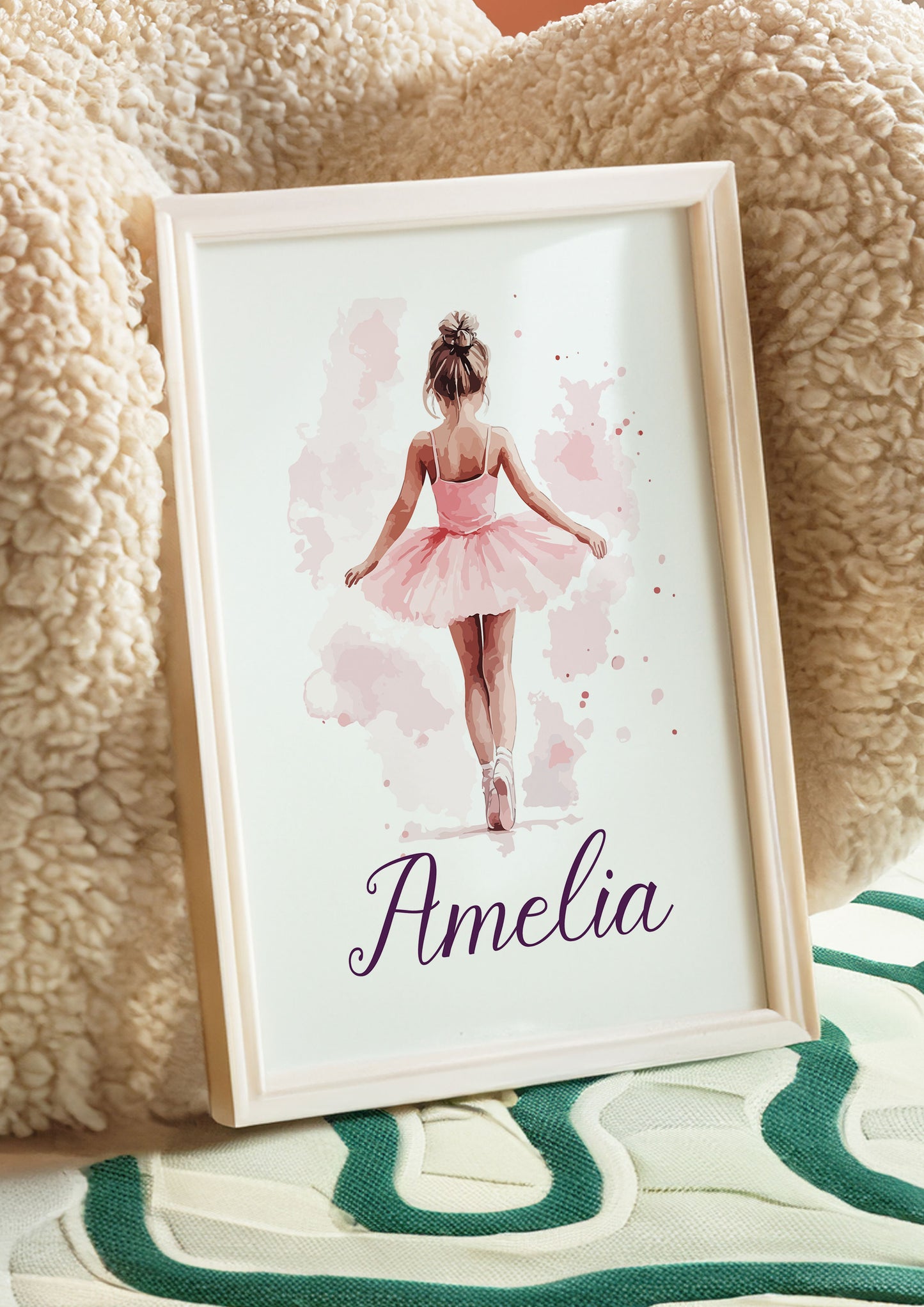 Personalised Ballet Girl Nursery Prints, Ballerina Prints, Boho Decor, Girl Wall Art with Custom Name & Initial, Ballerina Poster, Daughter