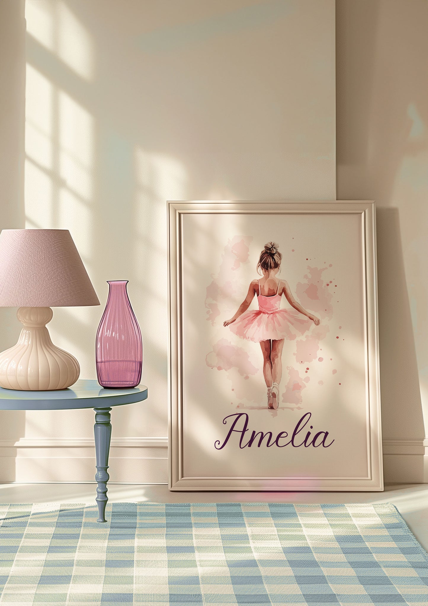 Personalised Ballet Girl Nursery Prints, Ballerina Prints, Boho Decor, Girl Wall Art with Custom Name & Initial, Ballerina Poster, Daughter