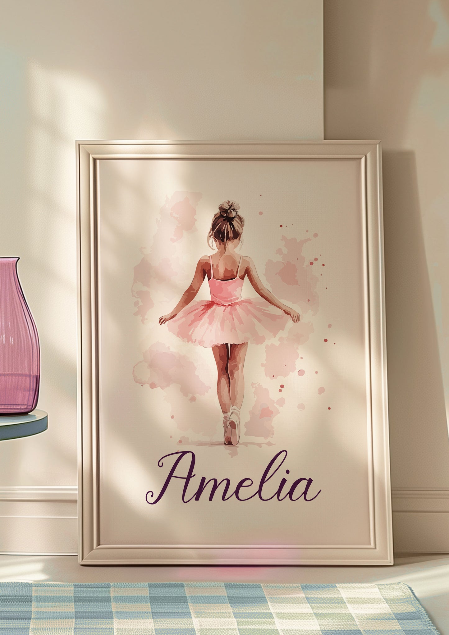 Personalised Ballet Girl Nursery Prints, Ballerina Prints, Boho Decor, Girl Wall Art with Custom Name & Initial, Ballerina Poster, Daughter