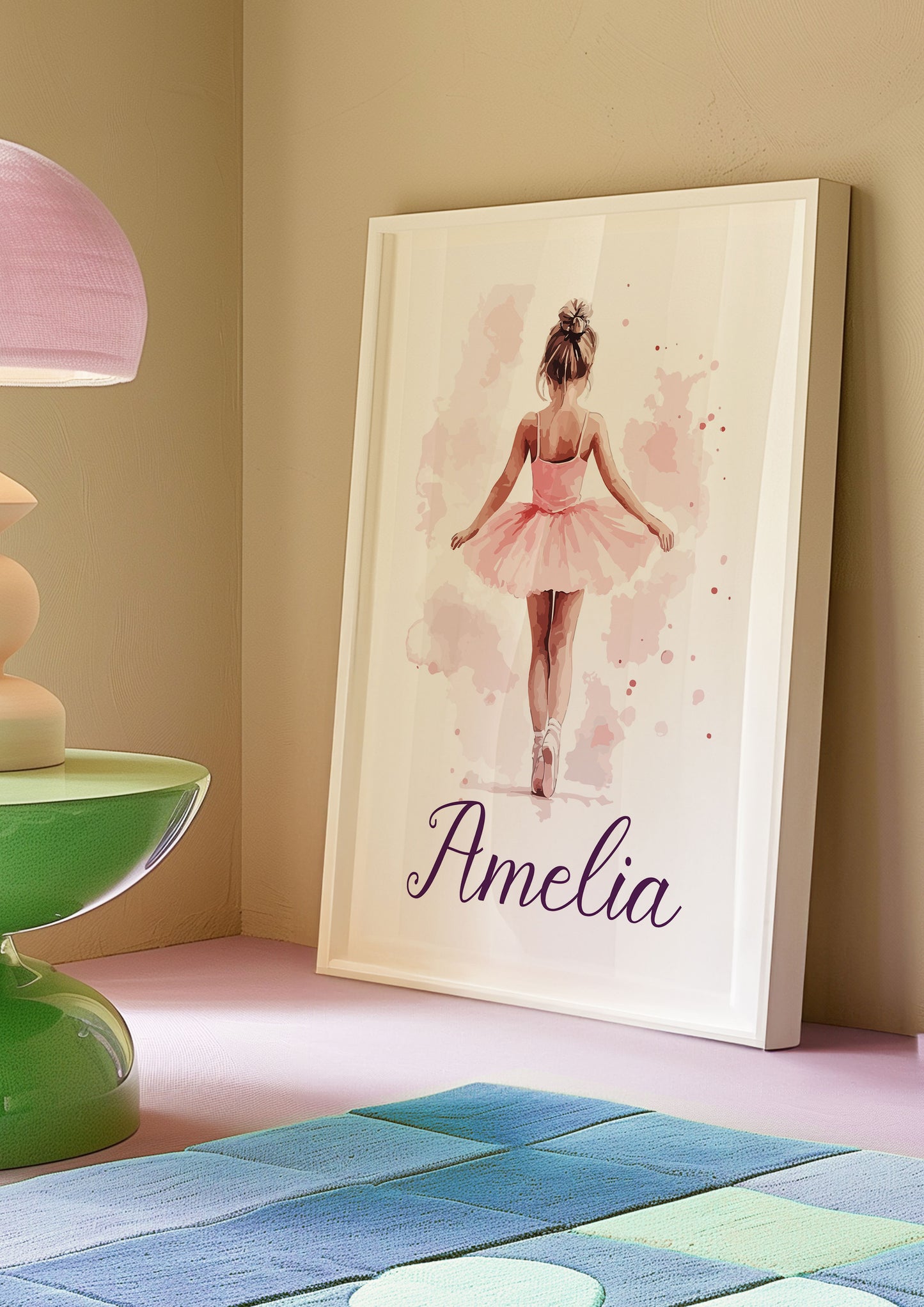 Personalised Ballet Girl Nursery Prints, Ballerina Prints, Boho Decor, Girl Wall Art with Custom Name & Initial, Ballerina Poster, Daughter