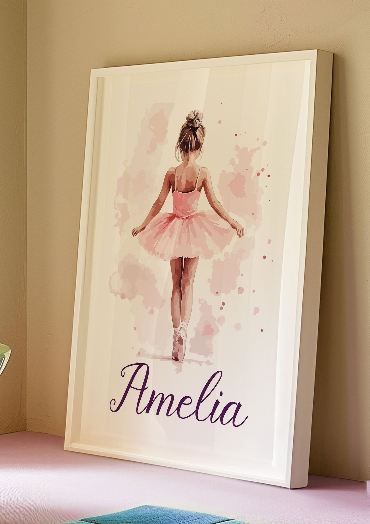 Personalised Ballet Girl Nursery Prints, Ballerina Prints, Boho Decor, Girl Wall Art with Custom Name & Initial, Ballerina Poster, Daughter