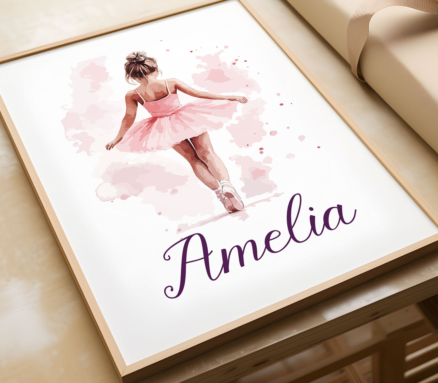 Personalised Ballet Girl Nursery Prints, Ballerina Prints, Boho Decor, Girl Wall Art with Custom Name & Initial, Ballerina Poster, Daughter