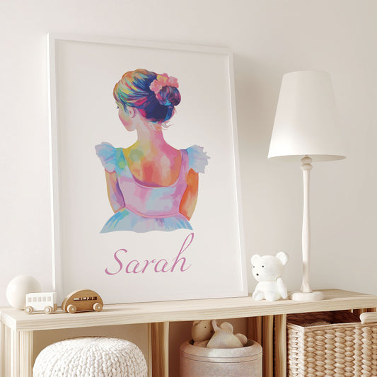 Personalised Watercolour Ballet Girl Print