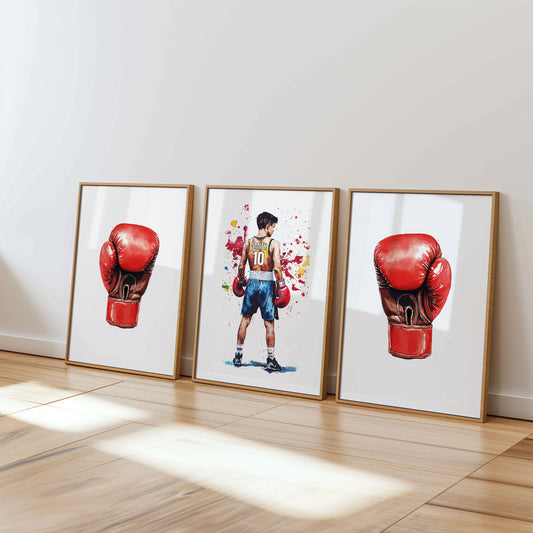 Personalised Watercolour Boxing Print Set