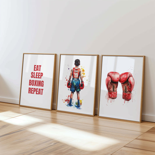 Personalised Boxing Poster Prints, Boys Bedroom Decor, Boxing Wall Art, Boxing Prints, Custom Wall Art Print, Gift For Boxer, Son Boxer Gift