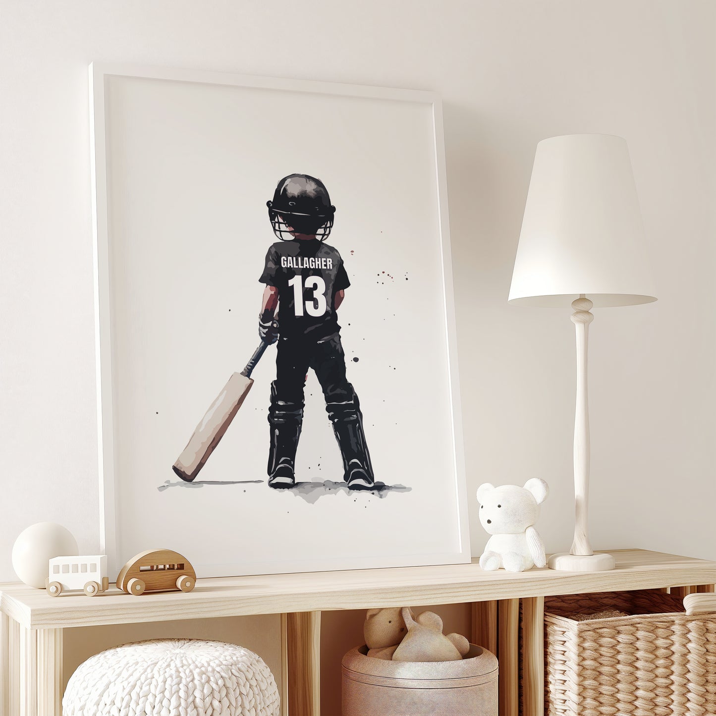 Personalised Black Cricket Print