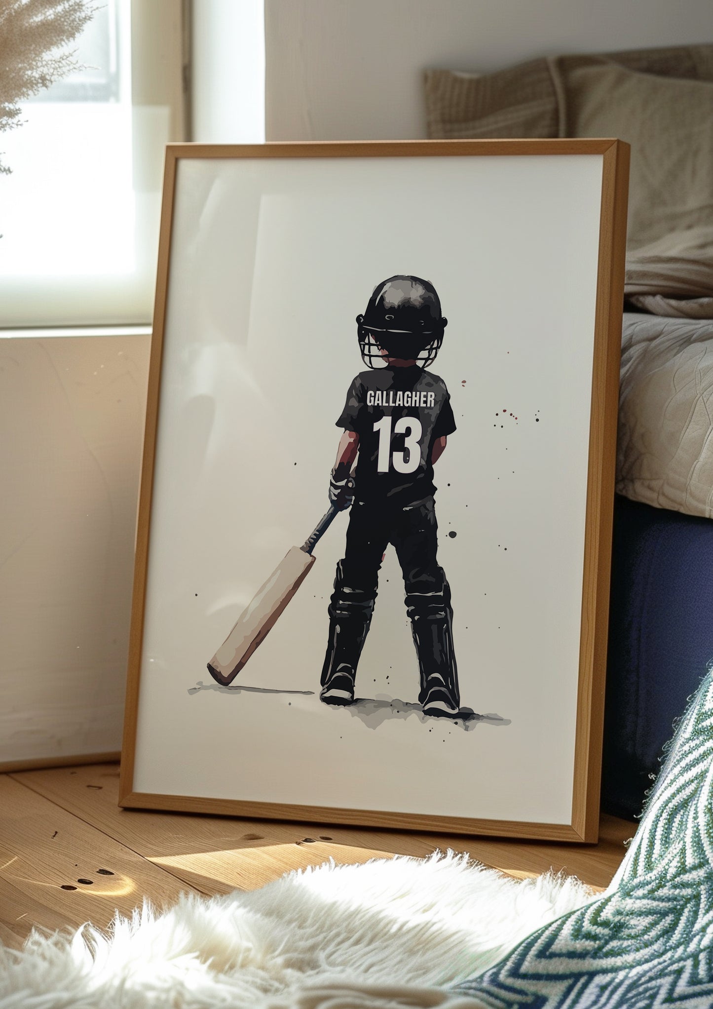 Personalised Black Cricket Print