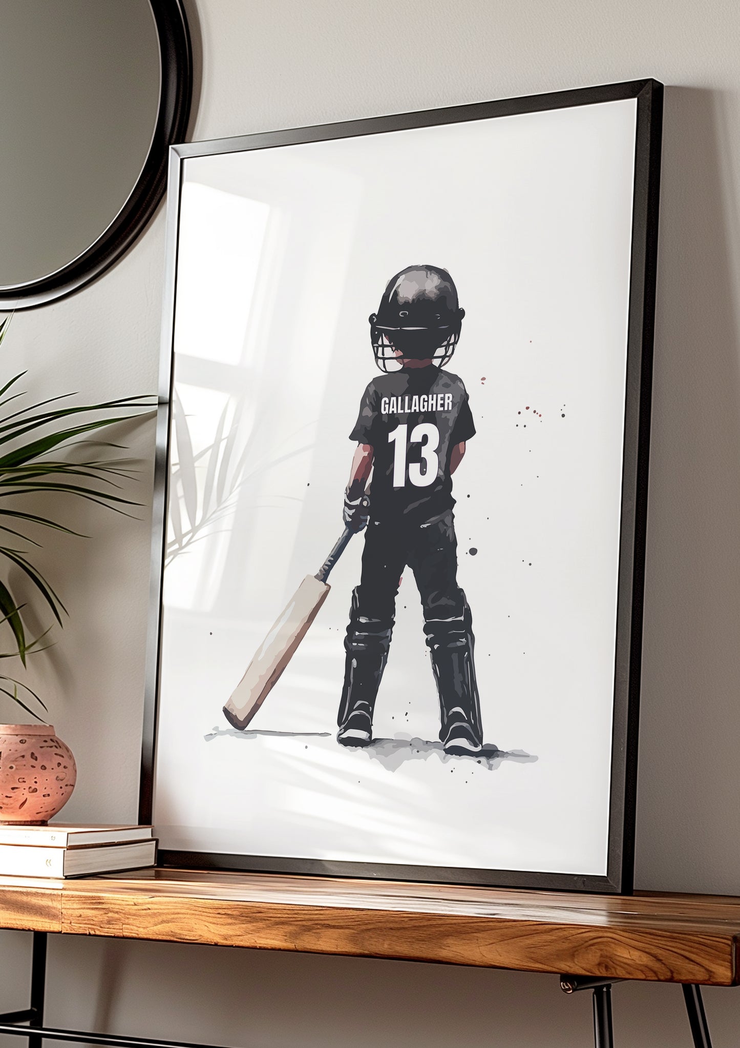 Personalised Black Cricket Print