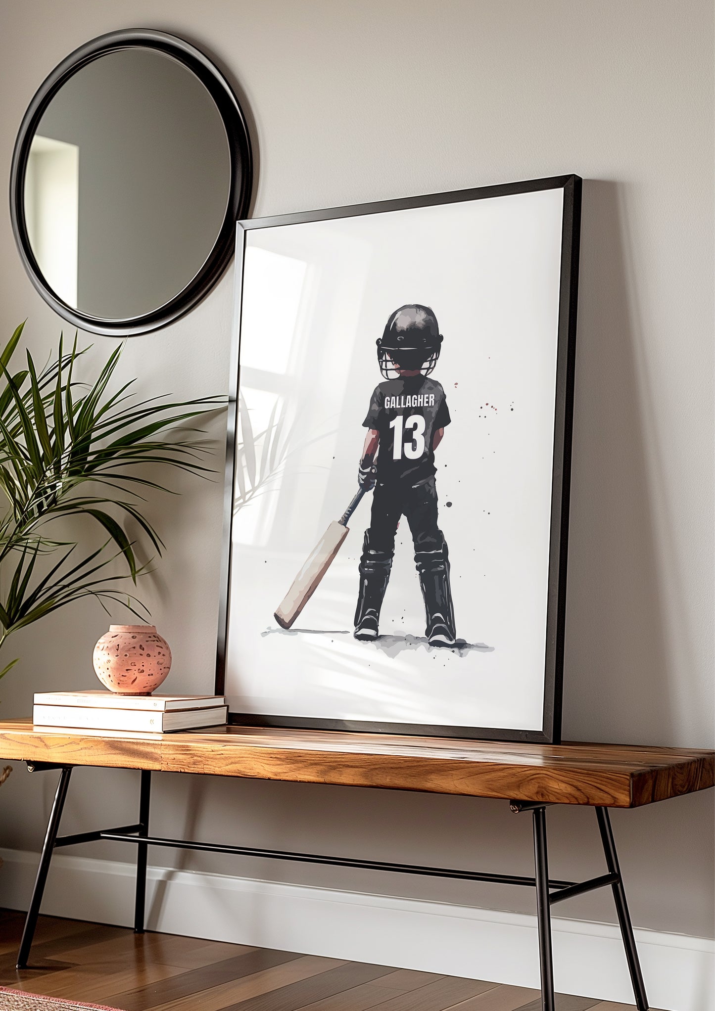 Personalised Black Cricket Print