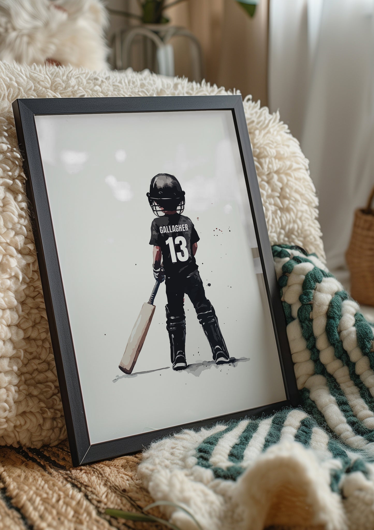 Personalised Black Cricket Print