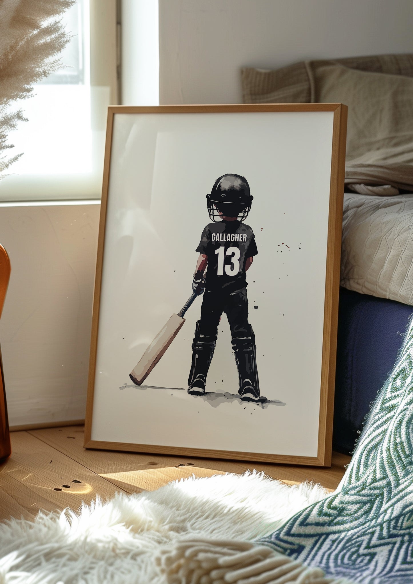 Personalised Black Cricket Print