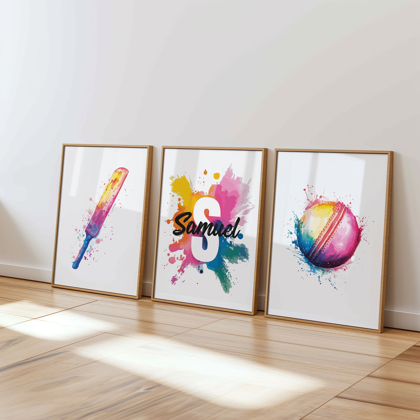 Personalised Watercolour Splash Cricket Poster