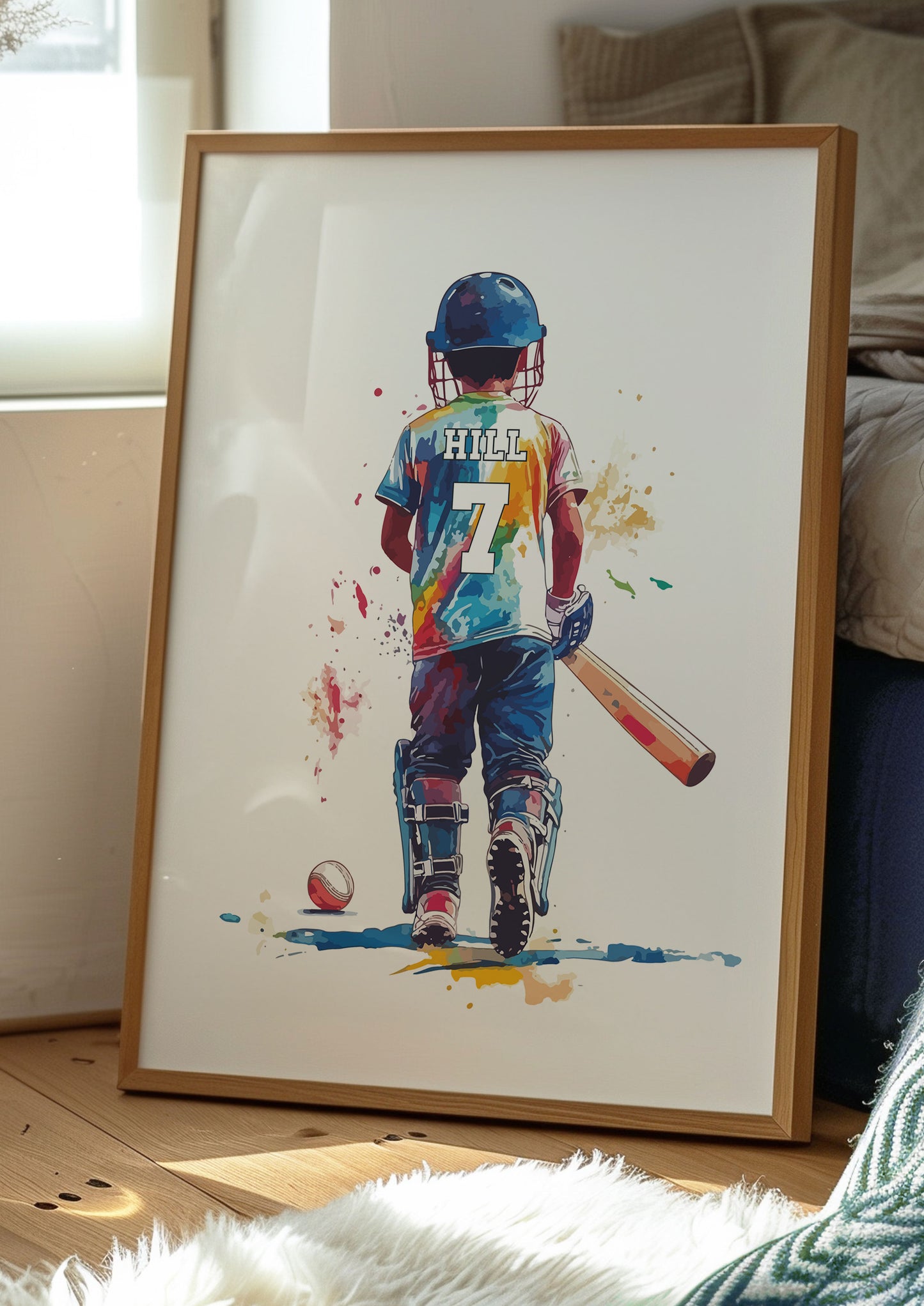 Personalised Cricket Player Print