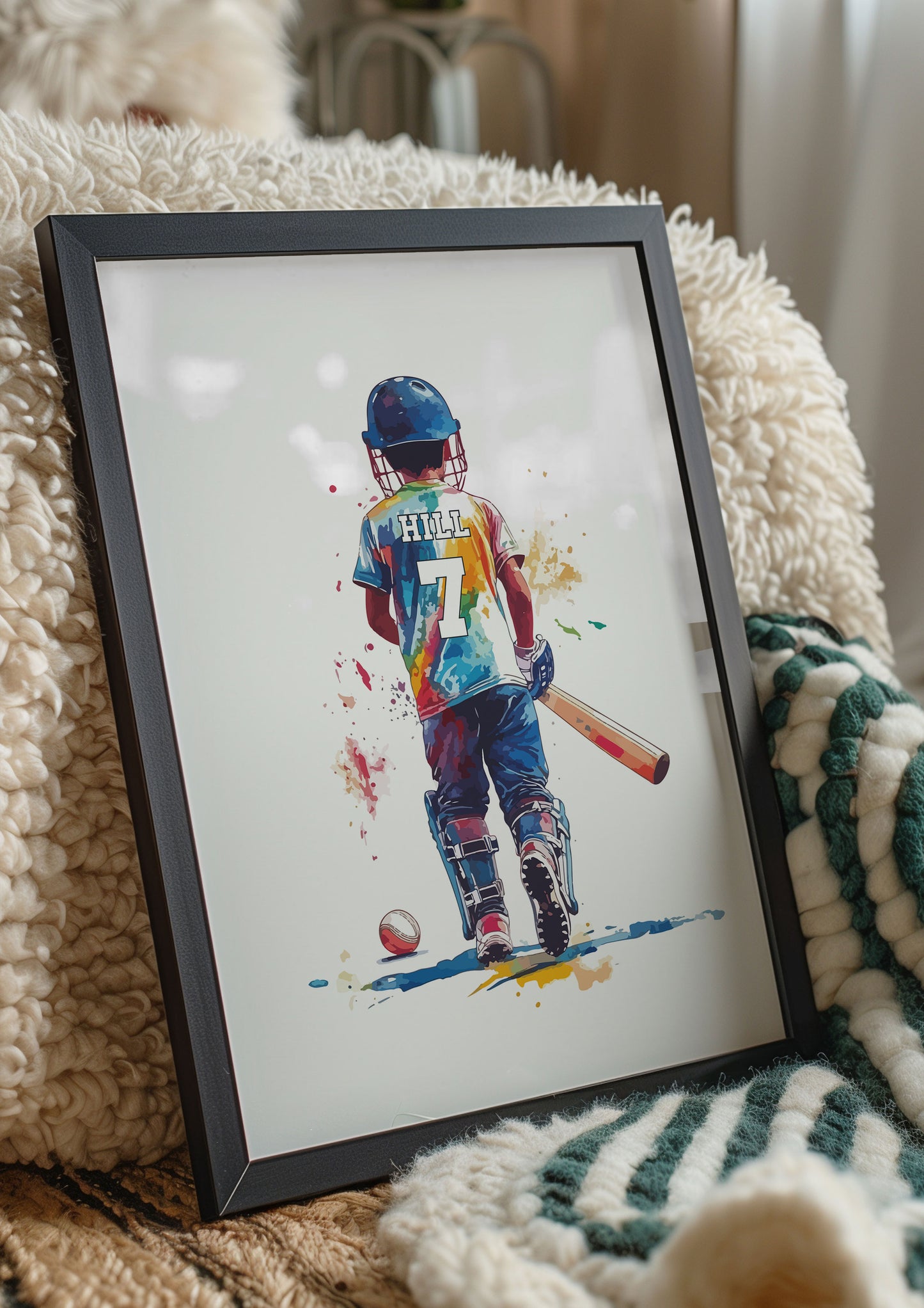 Personalised Cricket Player Print