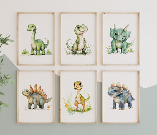 Dinosaur Art Print Set of 6