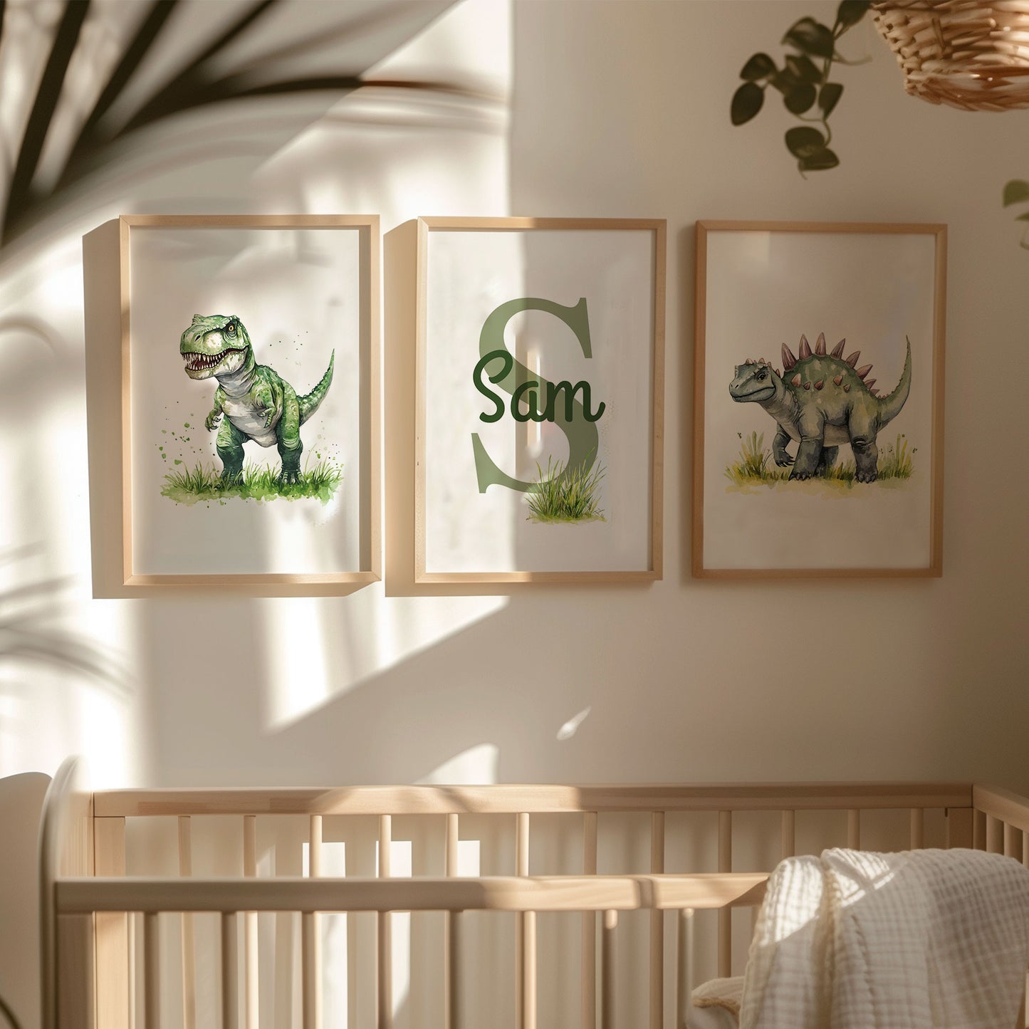 Dinosaur Print Set, Personalised Dinosaur Posters, Watercolour Dinosaur Print, Dinosaur Wall Art, Kid Room Decor, Baby Boys Nursery Wall Art