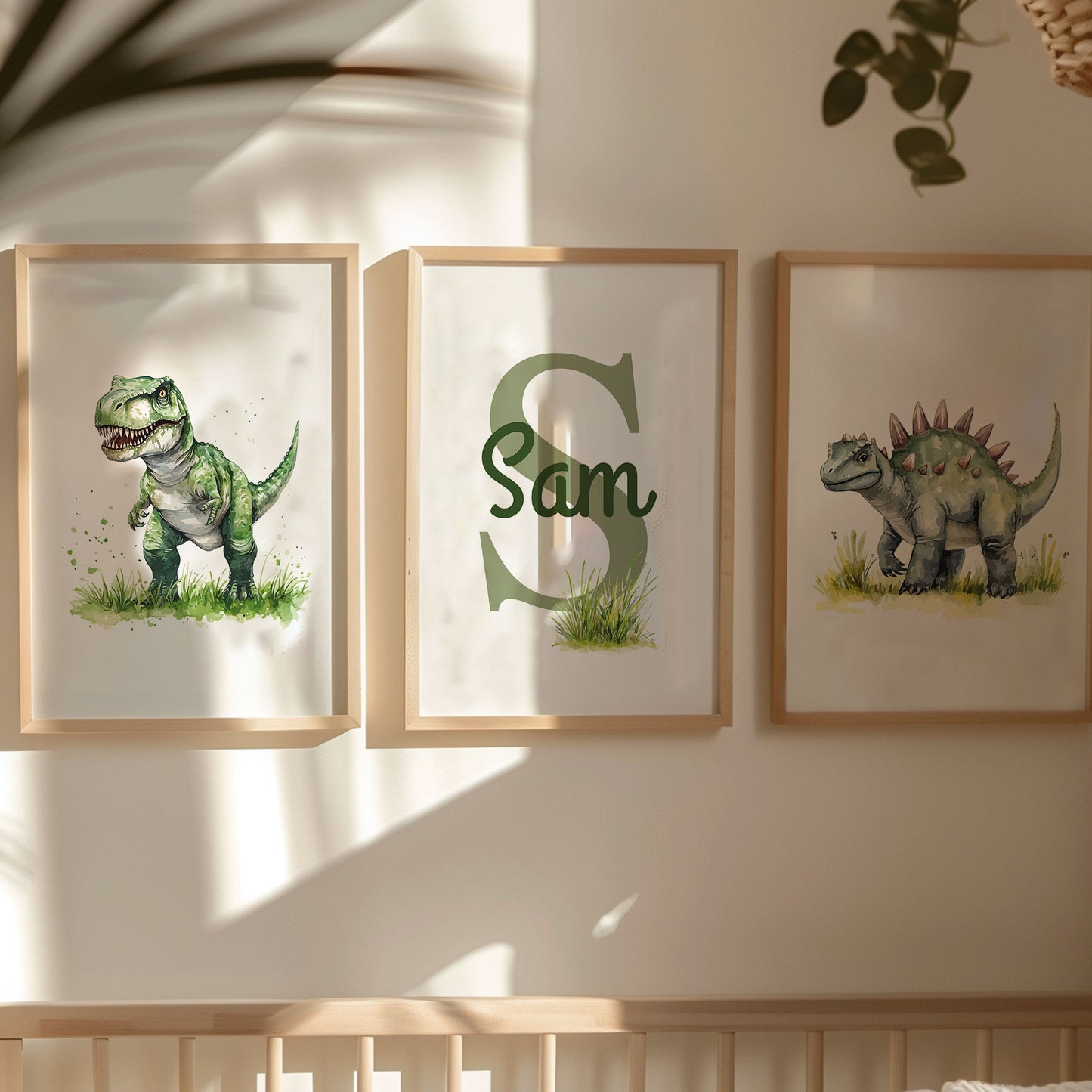 Dinosaur Print Set, Personalised Dinosaur Posters, Watercolour Dinosaur Print, Dinosaur Wall Art, Kid Room Decor, Baby Boys Nursery Wall Art