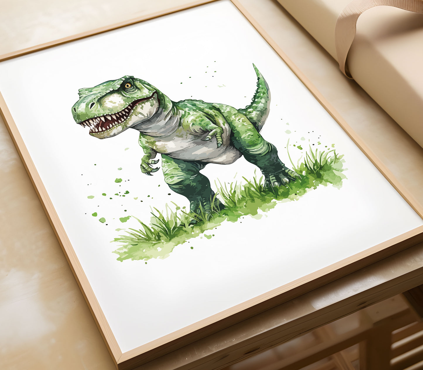 Dinosaur Print Set, Personalised Dinosaur Posters, Watercolour Dinosaur Print, Dinosaur Wall Art, Kid Room Decor, Baby Boys Nursery Wall Art