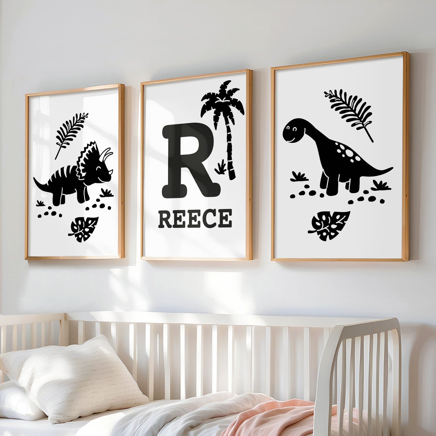 Set of 3 Black Dinosaur Posters