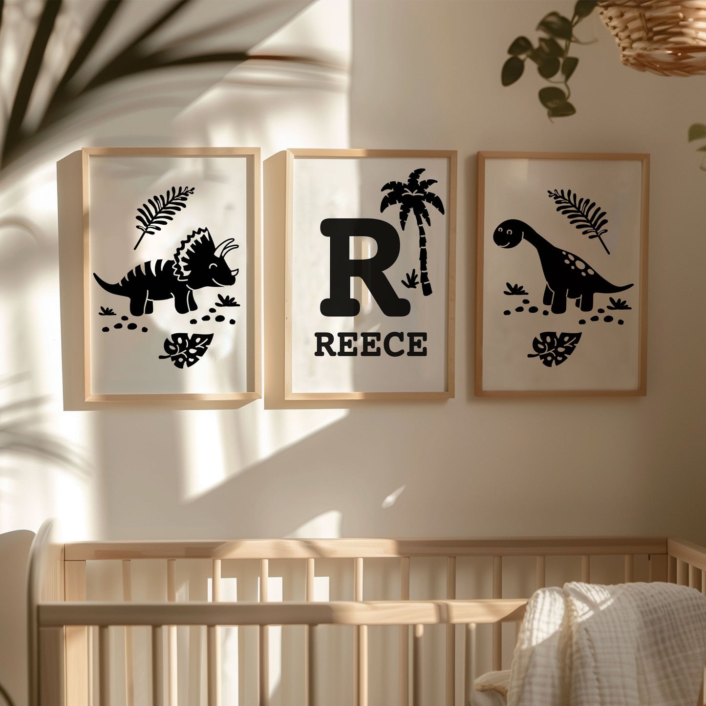 Set of 3 Black Dinosaur Posters