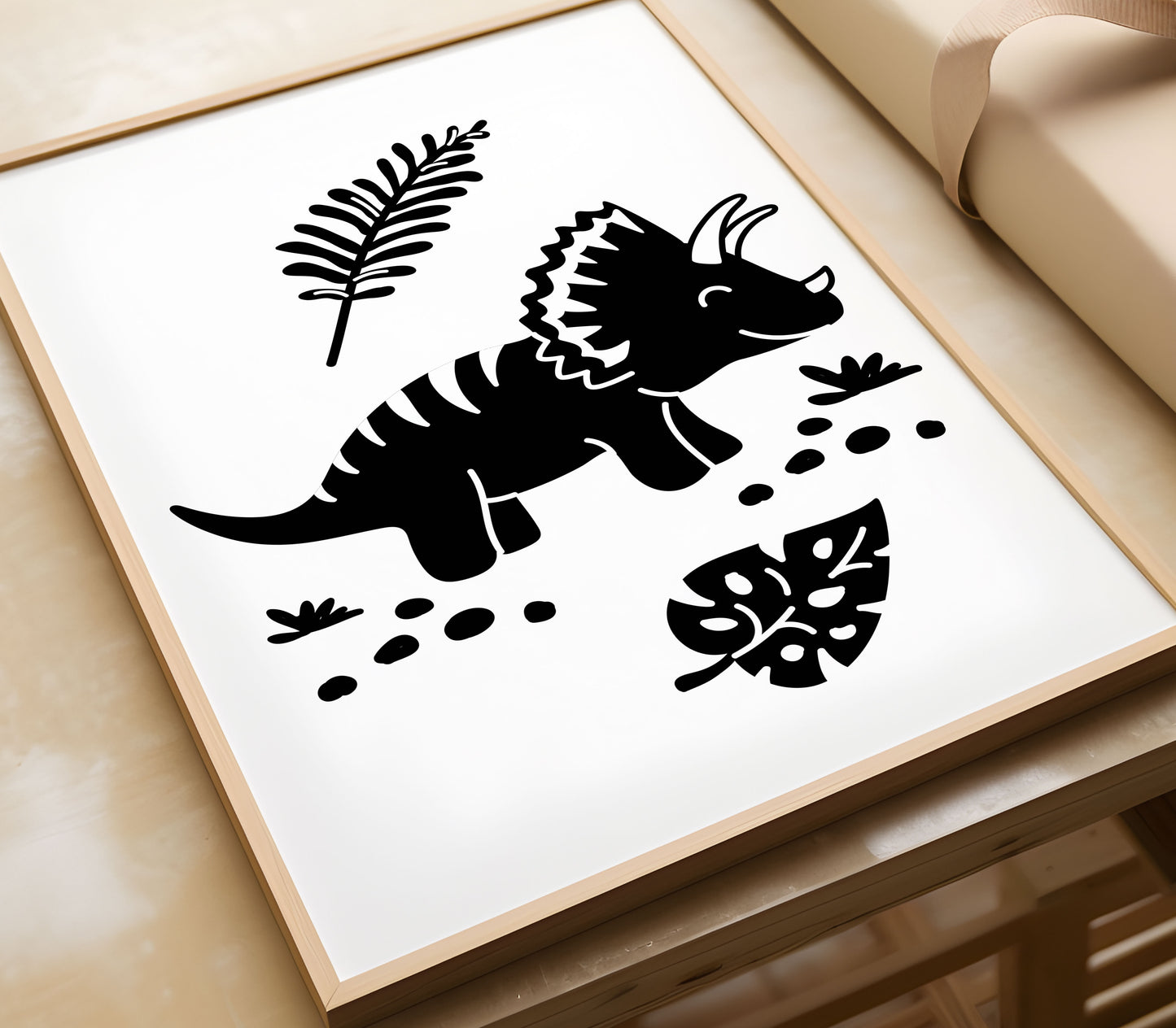 Set of 3 Black Dinosaur Posters