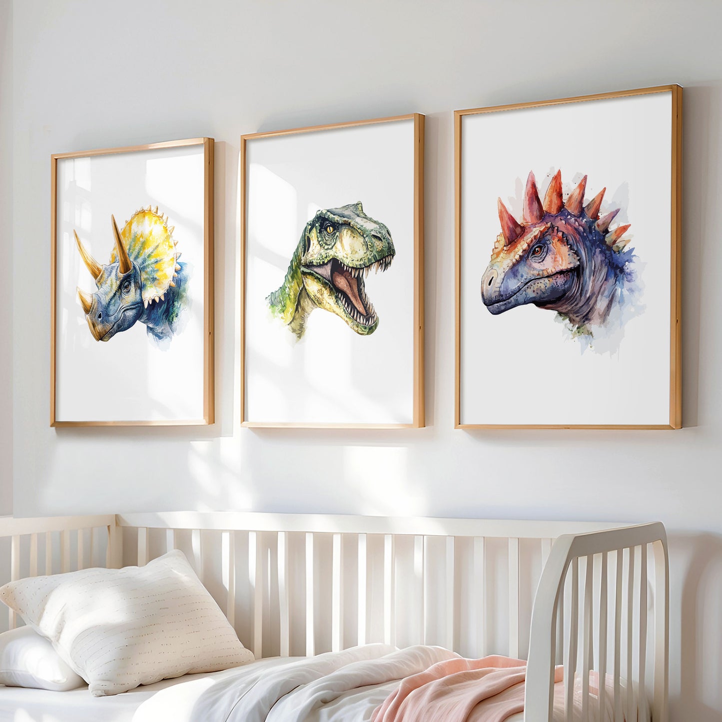 Set of 3 Watercolour Dinosaur Posters