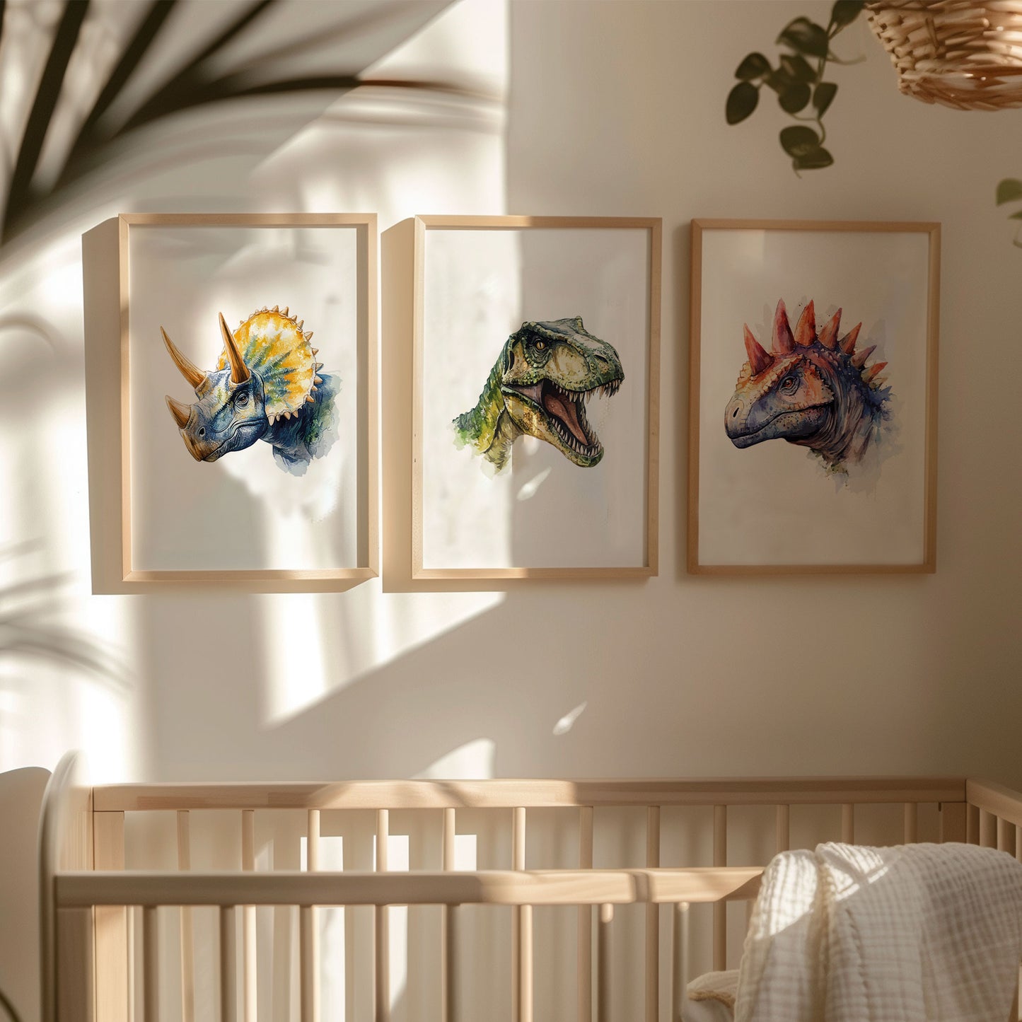 Set of 3 Watercolour Dinosaur Posters