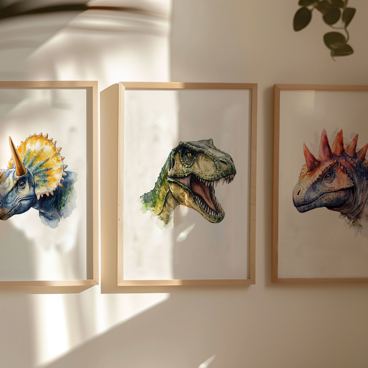 Set of 3 Watercolour Dinosaur Posters