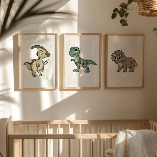 Personalised Dinosaur Theme Nursery Prints